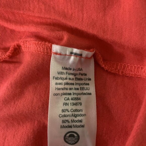 Sundry Womens Hibiscus Red Solid Cotton Blend T-Shirt Top - Picture 4 of 5